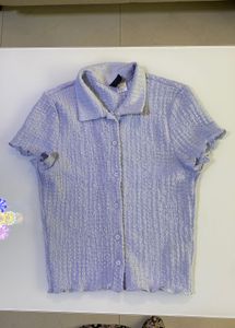 H&M Lilac Textured Button-Up Top