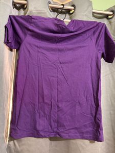 Purple Typography Printed Drop Shoulder Sleeves