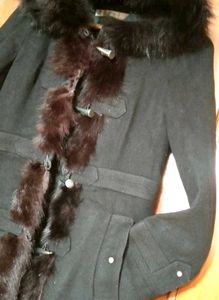 BRAND NEW Fancy Long Overcoat attached fur cap