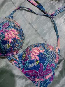 Victoria&#39;s Secret Floral Bikini Top With Diamonds