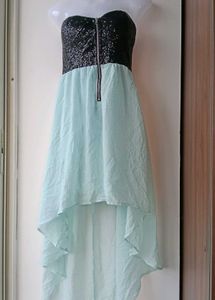 Stylish Strapless Hi-Lo Dress