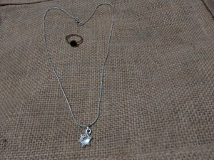 silver color pendant chain and rose gold chai