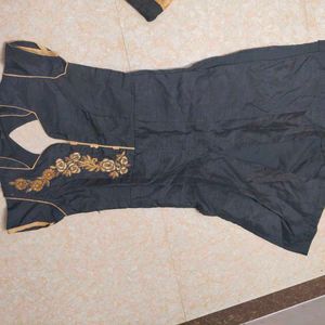 Elegant Black &amp; Gold Anarkali Suit