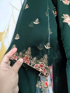 Green Embroidered Kurta Set