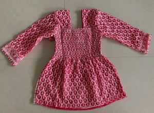 Pink Embroidered Chikankari Short Kutri