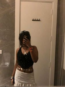 Newme rhinestone Black Halter y2k Corset Top