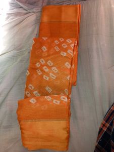 Cotton Silk Bandini Orange Saree