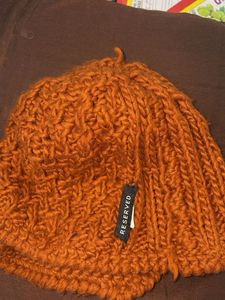 Handmade Knitted Beanie Brown Hat