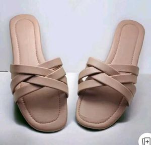Nude Criss-Cross Slides