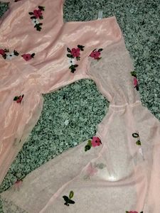 Pink Floral Embroidered Dress