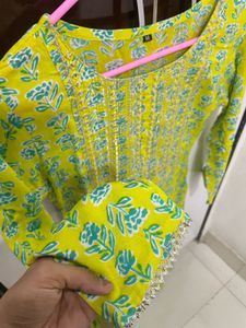 Lime Green Printed Kurti❤️