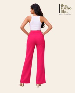 Ketch Hot Pink Wide Leg Trousers For Women