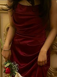 Blood Wine Satin Slit Dress