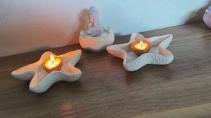 Star Shaped Candle Holders (Set of 2) With Budha