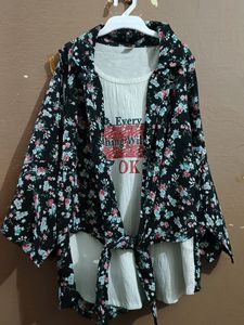 Floral Kimono Cardigan & Tee Set
