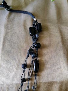 Black Beaded Statement Necklace