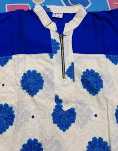 Blue & White Floral Kurti