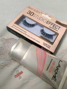 Combo Of Lakme Lumi Cream And Swiss Eyelashes