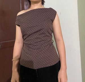 Brown Polka Dot Top