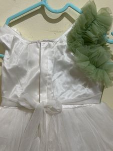 Elegant White &amp; Green Party Dress