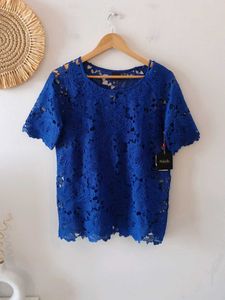 Cobalt Blue Floral Lace Top