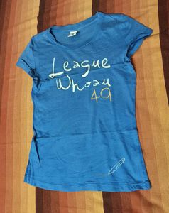 Women Blue Graphic Print Cotton Tshirt