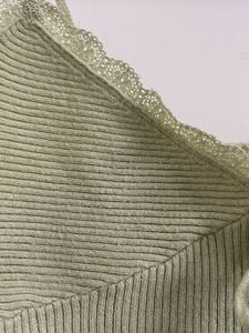 Chic Sage Green Ribbed Camisole - Size Small