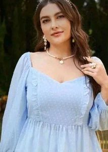 Light Blue Floral Ruffle Blouse
