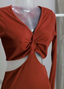 Brown Ribbed Dress