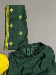 Lime green Kurta Set ( 3 piece )