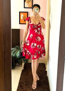 Red Floral Dress Size M