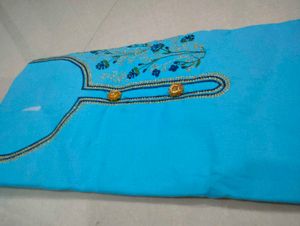Blue Embroidered Kurta Set material
