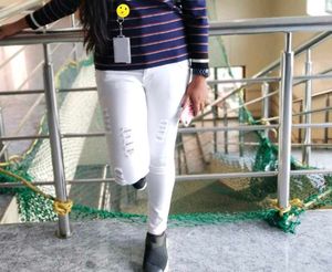 High Waist White Torn Jeans For Sale