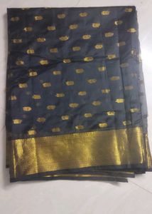 Elegant Black & Gold Saree