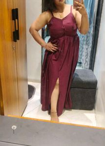 burgundy button up dress