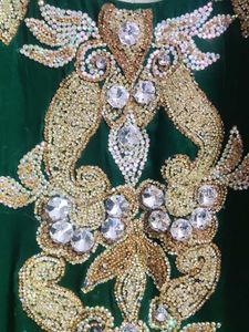 Green Embellished Velvet Dress