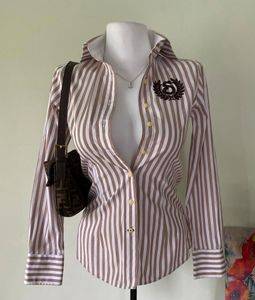 Beige stripe pure cotton fitted shirt