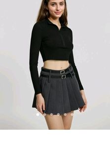 Black Zip-Up Crop Top