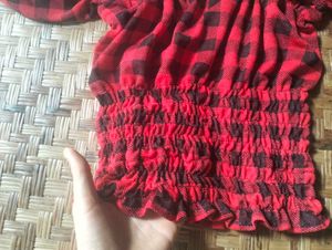 Checked Crop Top Peplum Type