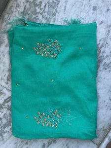 Elegant Green Embroidered Saree