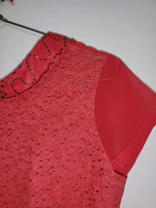 Red Lace Peter Pan Collar Top
