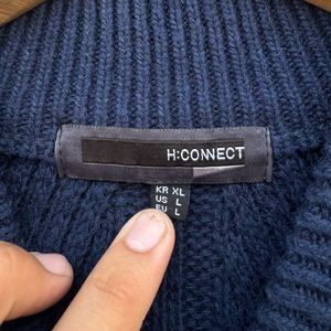 Navy Knit Zip Cardigan