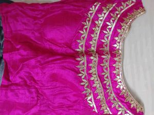 Pink&amp;Gray Gotta Patti Lehenga