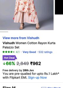 Vishudh Brand (M) Kurta Plazo Set ( Not Used)