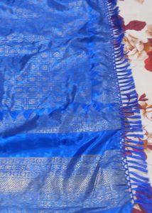 Pink &amp; Blue Floral Design Saree