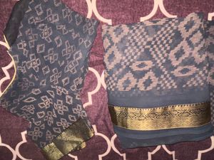 beautiful black saree with Patterned Blouse