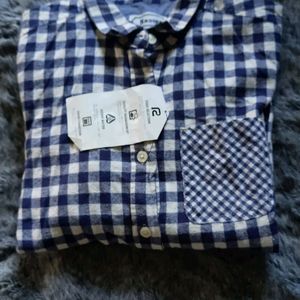 blue and white chex shirt