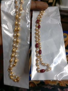 Pearl &amp; Gold/Red Bead Chain