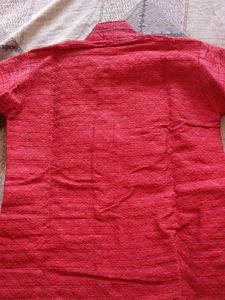Red Kurta with Detailed Neckline