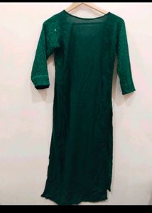Deep Green Sequins Embellished Chickenkaari Kurta